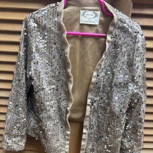 Joyfolie girls Mia Joy size 6 shrug jacket gold sparkle sequin glam dressy fun